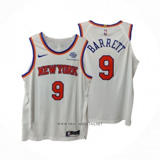 Camiseta New York Knicks RJ Barrett NO 9 Association Autentico Blanco