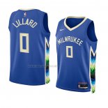 Camiseta Nino Milwaukee Bucks Damian Lillard NO 0 Ciudad 2022-23 Azul