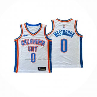Camiseta Nino Oklahoma City Thunder Russell Westbrook NO 0 Association 2024-25 Blanco