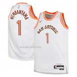 Camiseta Nino San Antonio Spurs Victor Wembanyama NO 1 Ciudad 2023-24 Blanco