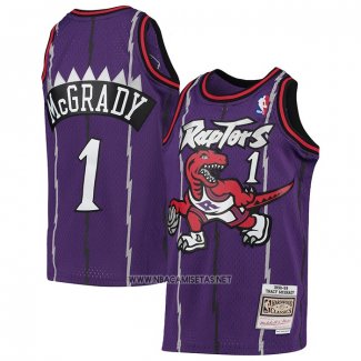 Camiseta Nino Toronto Raptors Tracy Mcgrady NO 1 Mitchell & Ness 1998-99 Violeta