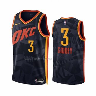 Camiseta Oklahoma City Thunder Josh Giddey NO 3 Ciudad 2023-24 Negro