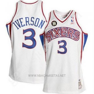 Camiseta Philadelphia 76ers Allen Iverson NO 3 Retro 10th Blanco