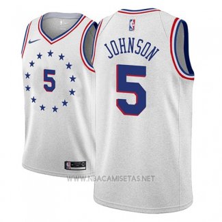 Camiseta Philadelphia 76ers Amir Johnson NO 5 Earned 2018-19 Gris