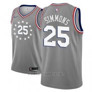 Camiseta Philadelphia 76ers Ben Simmons NO 25 Ciudad 2018-19 Gris