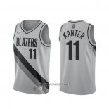 Camiseta Portland Trail Blazers Enes Kanter NO 11 Earned 2020-21 Gris