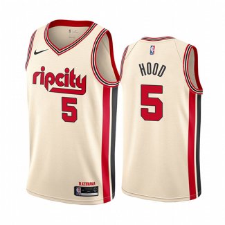 Camiseta Portland Trail Blazers Rodney Hood NO 5 Ciudad Crema