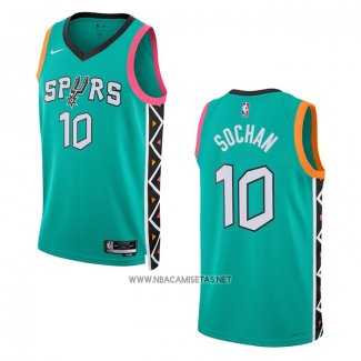 Camiseta San Antonio Spurs Jeremy Sochan NO 10 Ciudad 2022-23 Verde