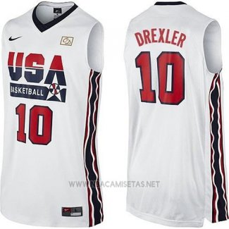 Camiseta USA 1992 Clyde Drexler NO 10 Blanco