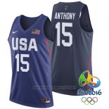 Camiseta USA 2016 Carmelo Anthony NO 15 Azul
