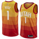 Camiseta Utah Jazz Derrick Rose NO 1 Ciudad 2018 Amarillo