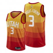 Camiseta Utah Jazz Justin Wright Foreman NO 3 Ciudad 2019-20 Naranja