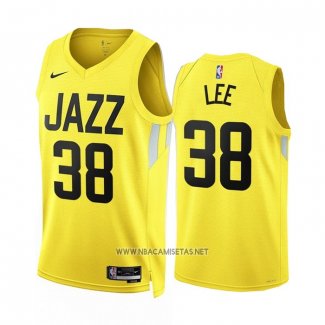 Camiseta Utah Jazz Saben Lee NO 38 Icon 2022-23 Amarillo