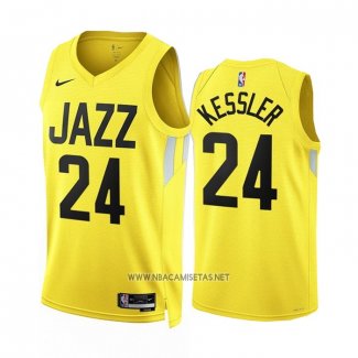 Camiseta Utah Jazz Walker Kessler NO 24 Icon 2022-23 Amarillo