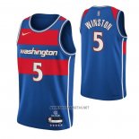 Camiseta Washington Wizards Cassius Winston NO 5 Ciudad 2021-22 Azul