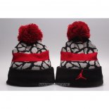 Gorro Beanie Jordan Negro Rojo2