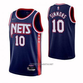 Camiseta Brooklyn Nets Ben Simmons NO 10 Ciudad 2021-22 Azul