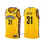 Camiseta Brooklyn Nets Jarrett Allen NO 31 Ciudad 2020-21 Amarillo