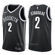 Camiseta Brooklyn Nets Nik Stauskas NO 2 Icon 2017-18 Negro