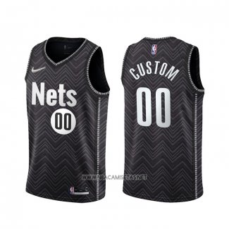 Camiseta Brooklyn Nets Personalizada Earned 2020-21 Negro