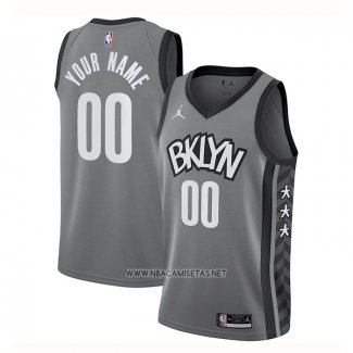 Camiseta Brooklyn Nets Personalizada Statement Gris