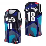 Camiseta Brooklyn Nets Yut Watanabe NO 18 Ciudad 2023-24 Negro