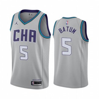 Camiseta Charlotte Hornets Nicolas Batum NO 5 Ciudad Edition Gris
