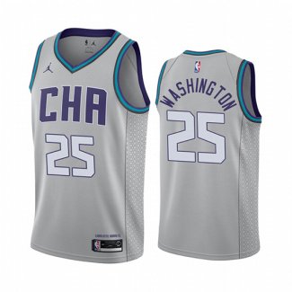 Camiseta Charlotte Hornets P.j. Washington NO 25 Ciudad Edition Gris