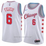 Camiseta Chicago Bulls Cristiano Felicio NO 6 Ciudad 2018 Blanco