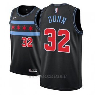 Camiseta Chicago Bulls Kris Dunn NO 32 Ciudad 2018-19 Negro