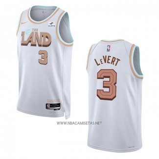 Camiseta Cleveland Cavaliers Caris Levert NO 3 Ciudad 2022-23 Blanco