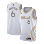 Camiseta Dallas Mavericks Kristaps Porzingis NO 6 Ciudad 2020-21 Blanco