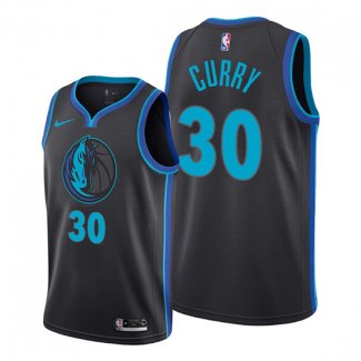 Camiseta Dallas Mavericks Seth Curry NO 30 Ciudad Negro