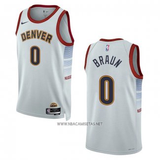 Camiseta Denver Nuggets Christian Braun NO 0 Ciudad 2022-23 Blanco