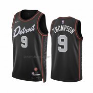 Camiseta Detroit Pistons Ausar Thompson NO 9 Ciudad 2023-24 Negro