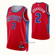 Camiseta Detroit Pistons Cade Cunningham NO 2 Ciudad 2021-22 Rojo