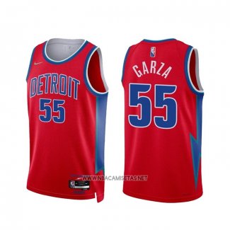 Camiseta Detroit Pistons Luka Garza NO 55 Ciudad 2021-22 Rojo