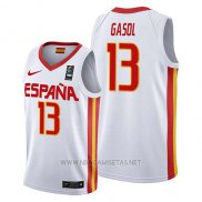 Camiseta Espana Marc Gasol NO 13 2019 FIBA Baketball World Cup Blanco