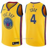 Camiseta Golden State Warriors Quinn Cook NO 4 Ciudad 2017-18 Amarillo
