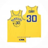 Camiseta Golden State Warriors Stephen Curry NO 30 Hardwood Classic Autentico Amarillo