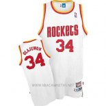 Camiseta Houston Rockets Hakeem Olajuwon NO 34 Retro Blanco2