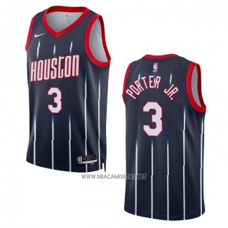 Camiseta Houston Rockets Kevin Porter JR. NO 3 Ciudad 2022-23 Negro