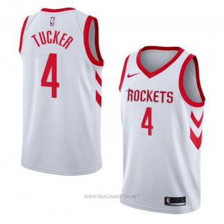 Camiseta Houston Rockets P.j. Tucker NO 4 Association 2017-18 Blanco