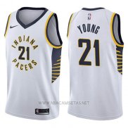 Camiseta Indiana Pacers Thaddeus Young NO 21 Association 2017-18 Blanco