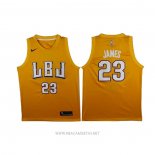 Camiseta LBJ Los Angeles Lakers Lebron James NO 23 Oro