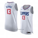 Camiseta Los Angeles Clippers Paul George NO 13 Association 2020-21 Autentico Blanco