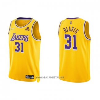 Camiseta Los Angeles Lakers Austin Reaves NO 31 75th Anniversary 2021-22 Amarillo