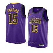 Camiseta Los Angeles Lakers Demarcus Cousins NO 15 Ciudad 2019-20 Violeta