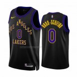 Camiseta Los Angeles Lakers Jalen Hood-Schifino NO 0 Ciudad 2023-24 Negro