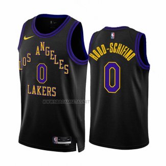 Camiseta Los Angeles Lakers Jalen Hood-Schifino NO 0 Ciudad 2023-24 Negro